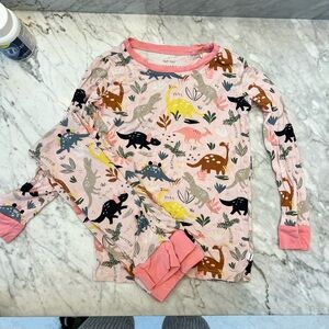 Dinosaur Print Kids Pajamas - Pink